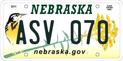 NE license plate ASV070