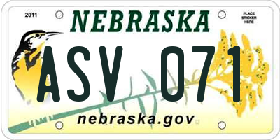 NE license plate ASV071