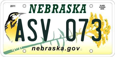 NE license plate ASV073
