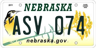 NE license plate ASV074