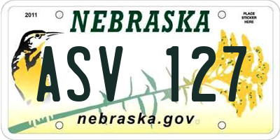 NE license plate ASV127