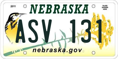 NE license plate ASV131