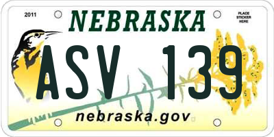 NE license plate ASV139