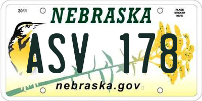 NE license plate ASV178