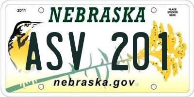 NE license plate ASV201
