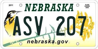 NE license plate ASV207