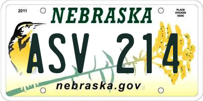 NE license plate ASV214