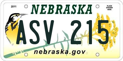 NE license plate ASV215
