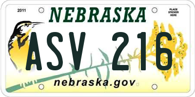 NE license plate ASV216