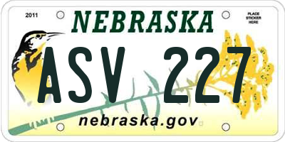 NE license plate ASV227