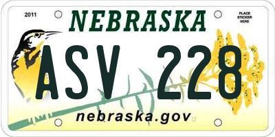 NE license plate ASV228
