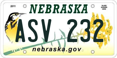 NE license plate ASV232