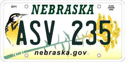 NE license plate ASV235