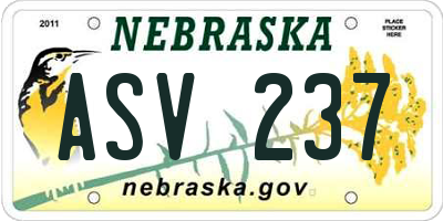 NE license plate ASV237