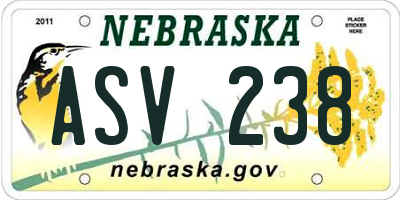 NE license plate ASV238