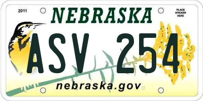 NE license plate ASV254