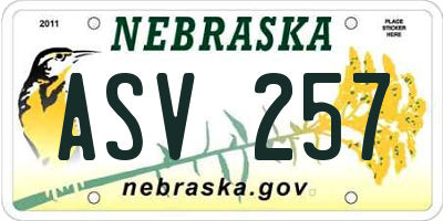 NE license plate ASV257