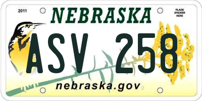 NE license plate ASV258
