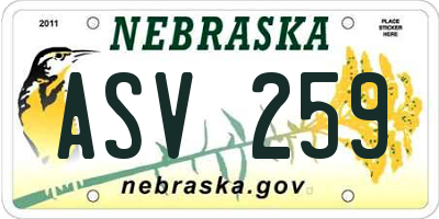 NE license plate ASV259