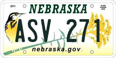NE license plate ASV271