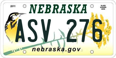 NE license plate ASV276