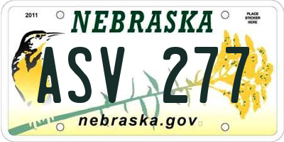 NE license plate ASV277