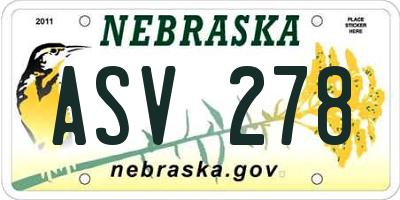 NE license plate ASV278