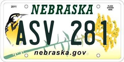 NE license plate ASV281