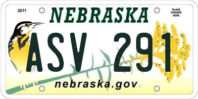NE license plate ASV291
