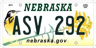 NE license plate ASV292