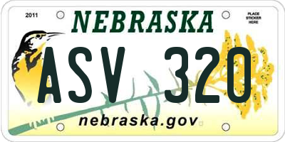 NE license plate ASV320