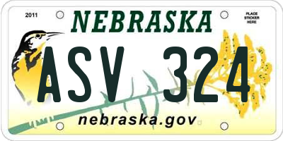 NE license plate ASV324
