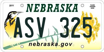 NE license plate ASV325