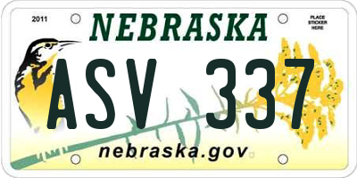 NE license plate ASV337