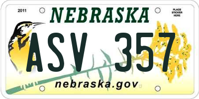NE license plate ASV357