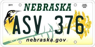 NE license plate ASV376