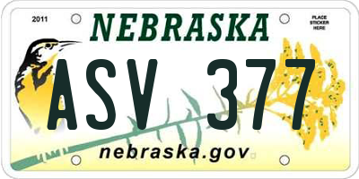 NE license plate ASV377