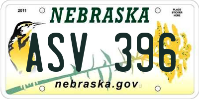 NE license plate ASV396