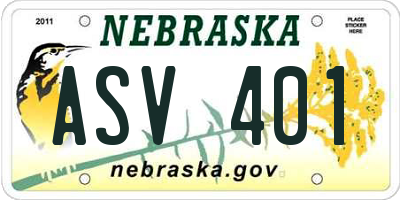 NE license plate ASV401