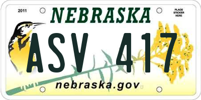 NE license plate ASV417