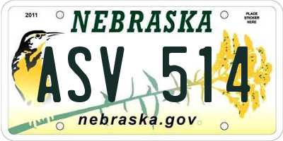 NE license plate ASV514