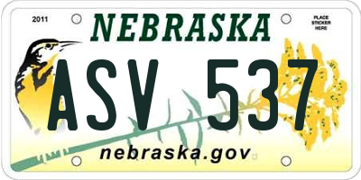 NE license plate ASV537