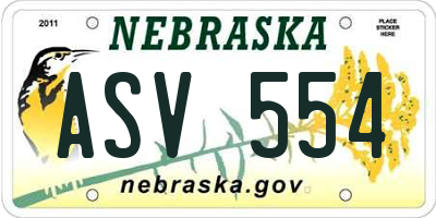 NE license plate ASV554