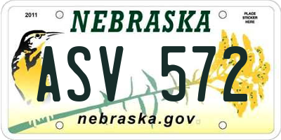 NE license plate ASV572