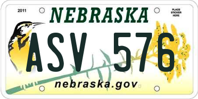NE license plate ASV576