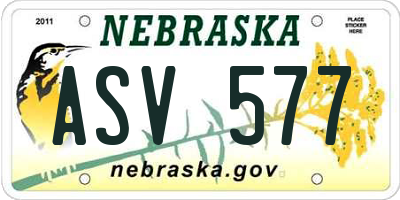 NE license plate ASV577