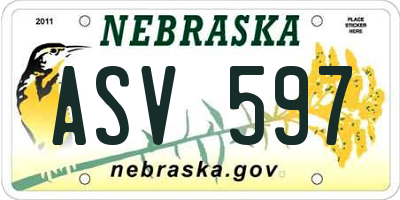 NE license plate ASV597