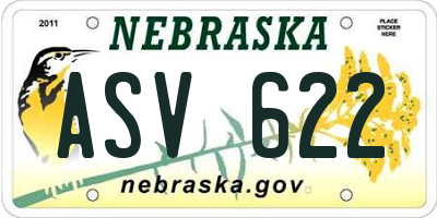 NE license plate ASV622