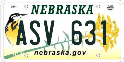 NE license plate ASV631