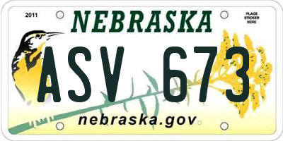 NE license plate ASV673